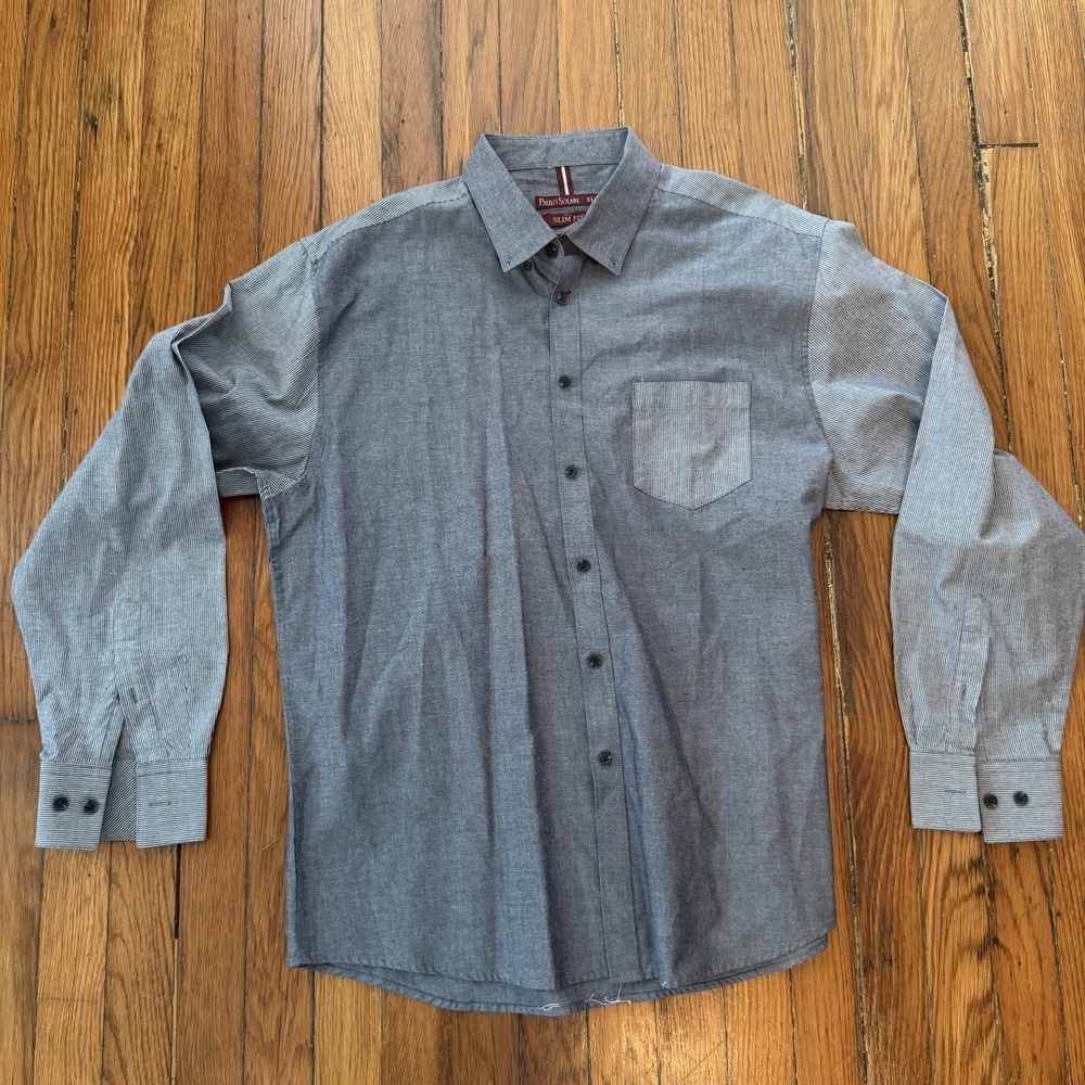 Paulo Solari‎ Long Sleeve Button Front Collared Shirt Slim Fit XL